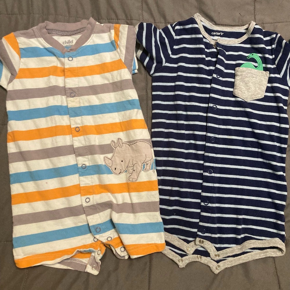 🦕rhino & dino rompers! 🦏